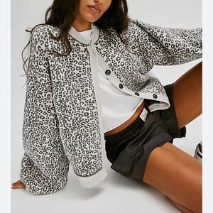 FREE PEOPLE Cheetah Cardi S